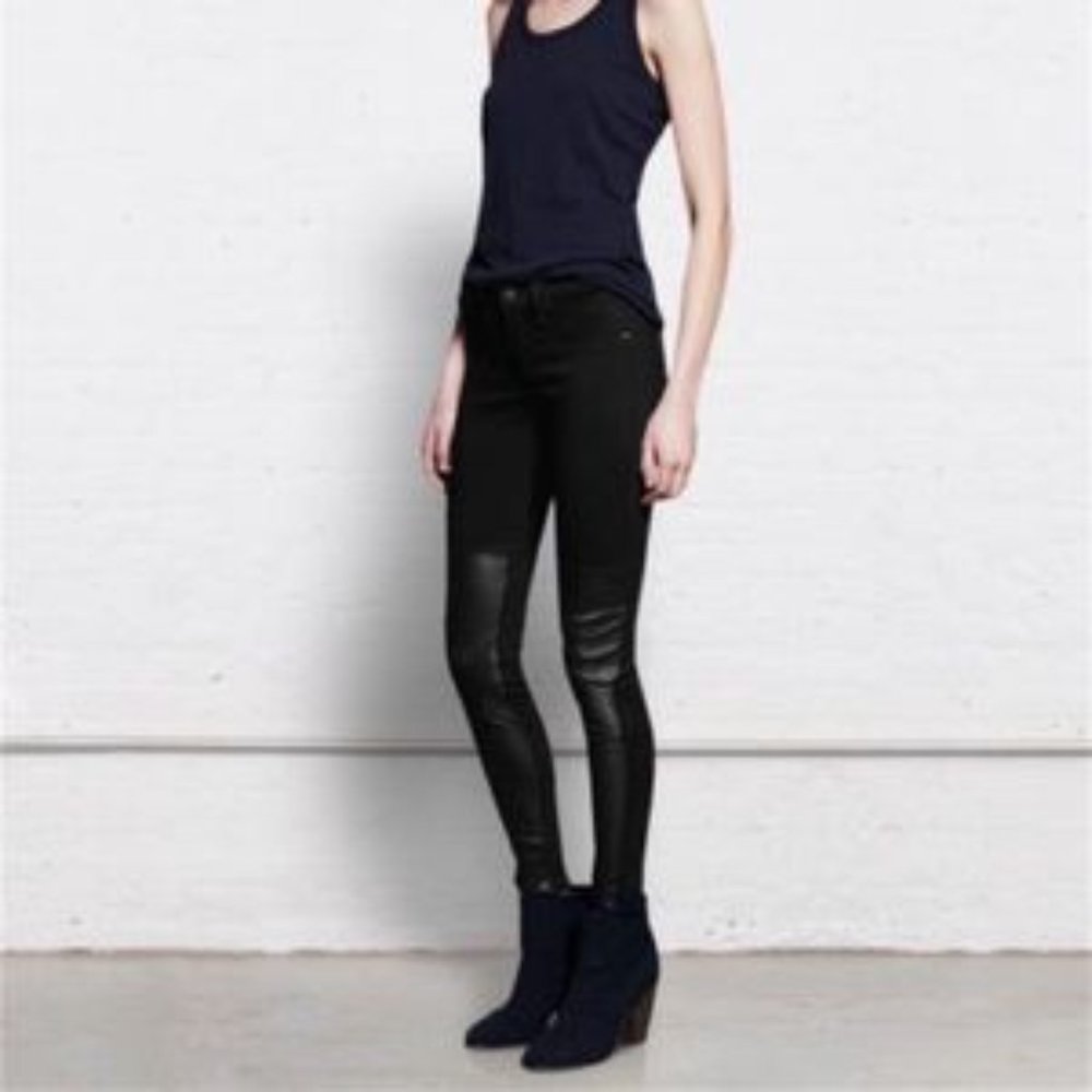 Rag & Bone Samurai Leather-Patch Jean/Leggings, 27